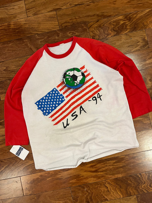 1994 World Cup Spell Out 1/4th Sleeve Shirt (L)
