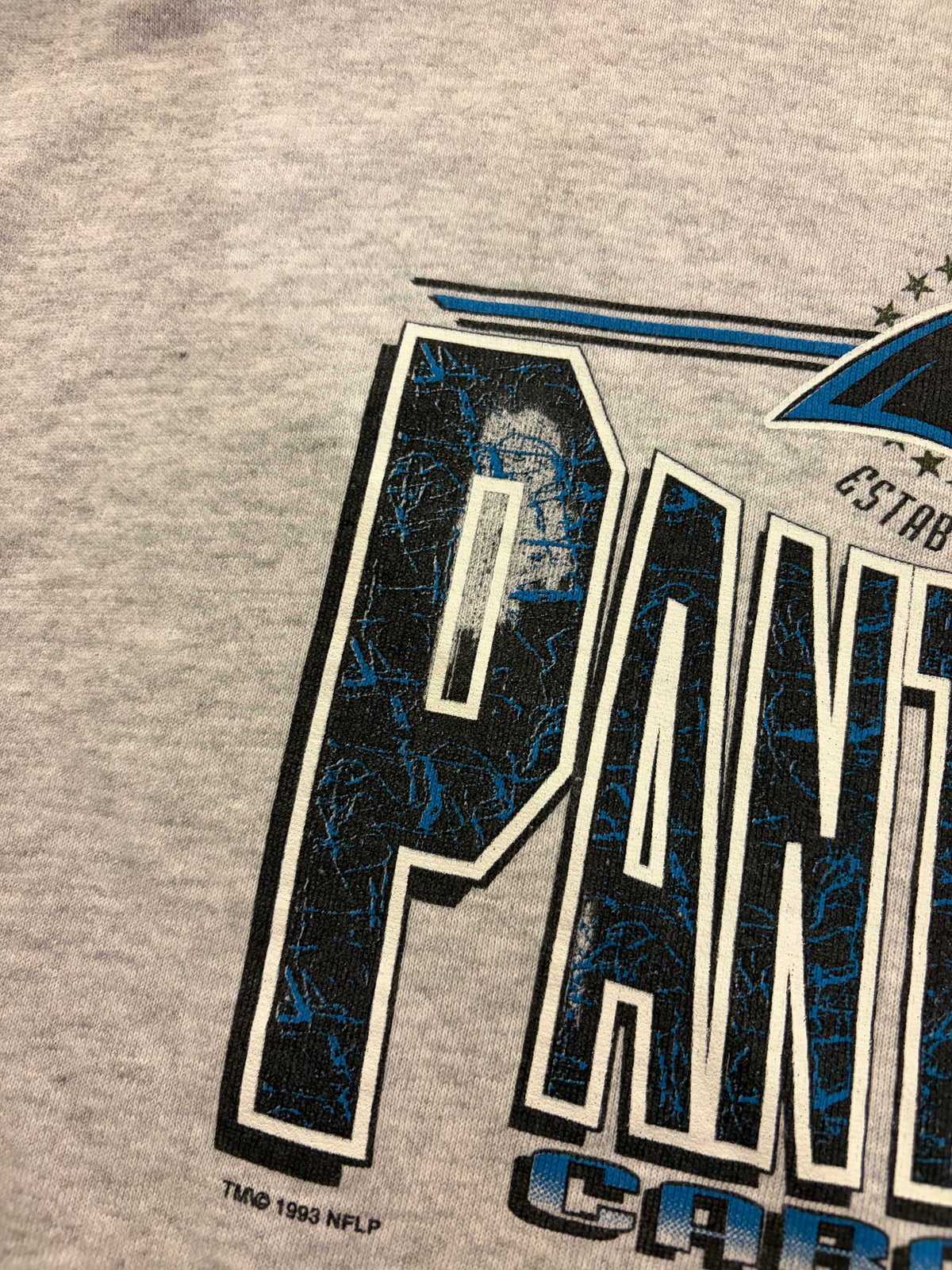 1993 Carolina Panthers Grey Spell Out Crewneck (XL)