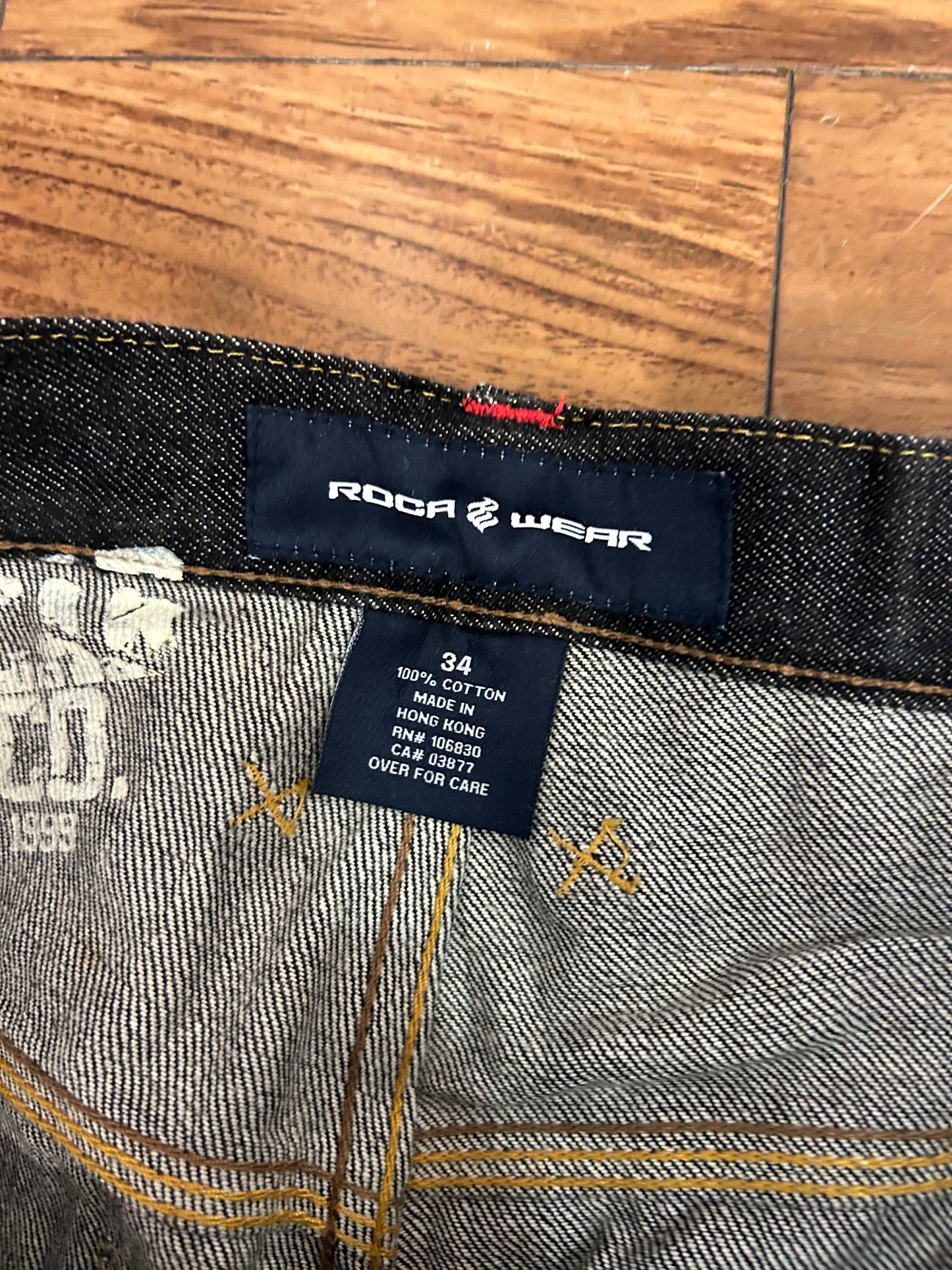 00s Rocawear Baggy Embroidered Black Jeans (34 x 34)