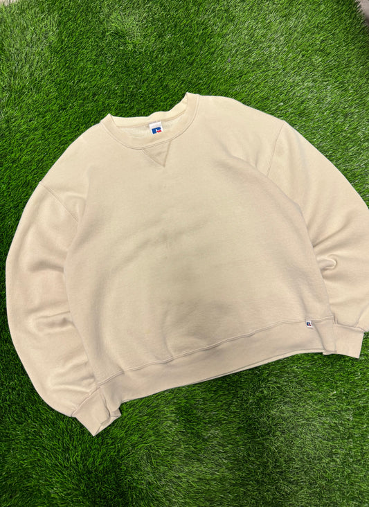 90s Russell Athletics Cream Blank Crewneck (L)