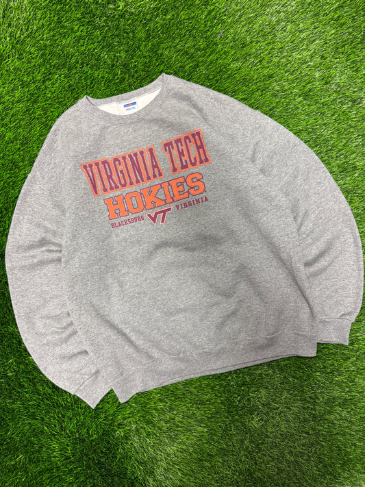 00s Virginia Tech University Jerzees Grey Crewneck (L)
