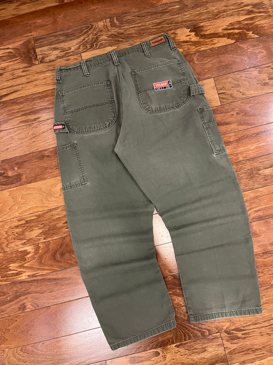 00s Techen Carpenter Baggy Military Green Pants (34 x 29)