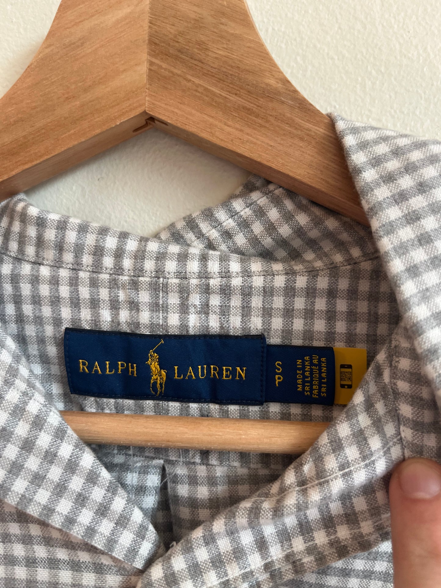 00s Ralph Lauren Grey Striped Essential Polo Shirt (S)