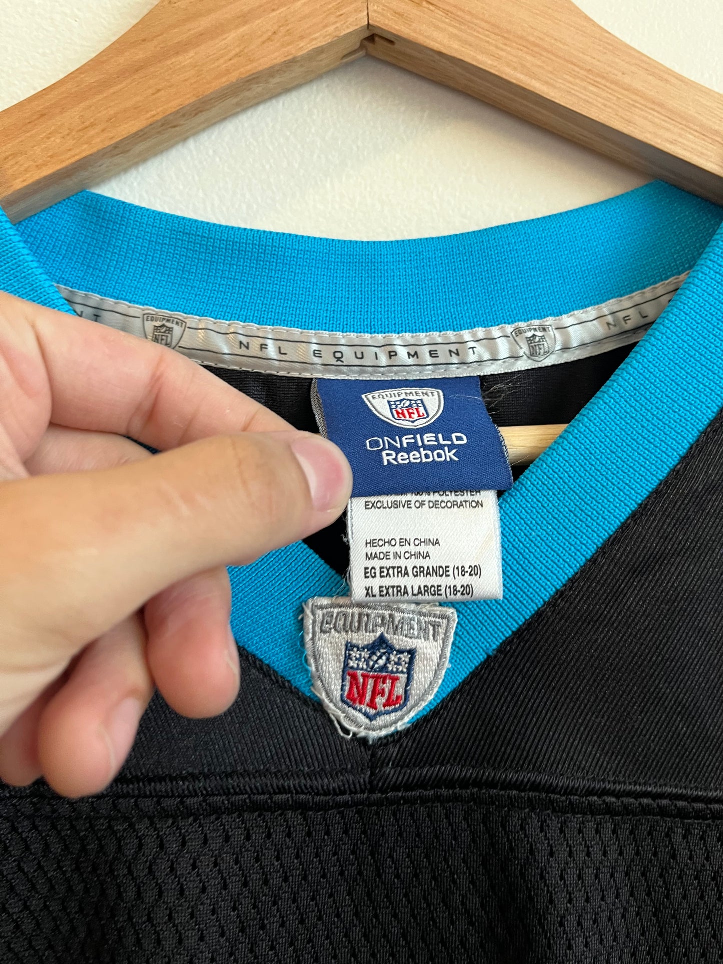 2010s Carolina Panthers Cam Newton NFL Reebok Black Jersey (Youth XL)