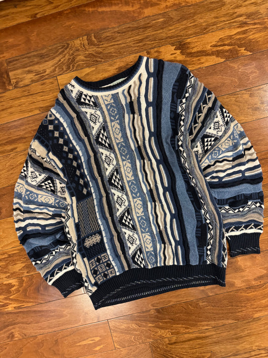 90s Alfani Blue 3D Knit Sweater (XL)