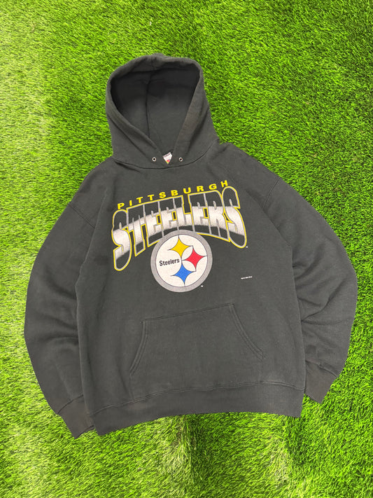 1995 Pittsburgh Steelers Spell Out Black Hoodie (L)
