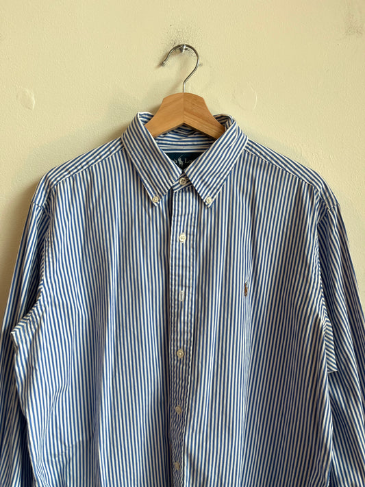00s Polo Ralph Lauren Blue Striped Dress Shirt (L)