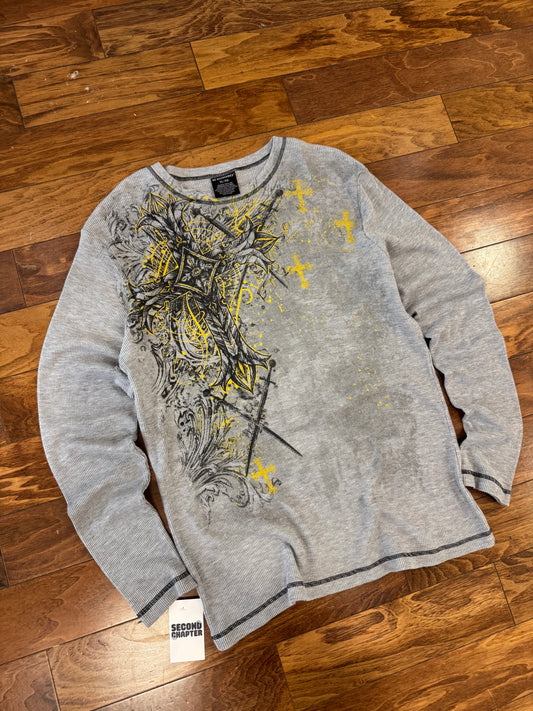 00s No Boundaries Grey Thermal Long Sleeve Shirt (XL)