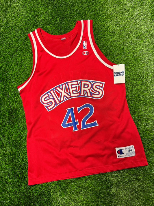 90s Philadelphia 76ers Sixers Jerry Stackhouse #42 Vintage Champion Red NBA Jersey (M)