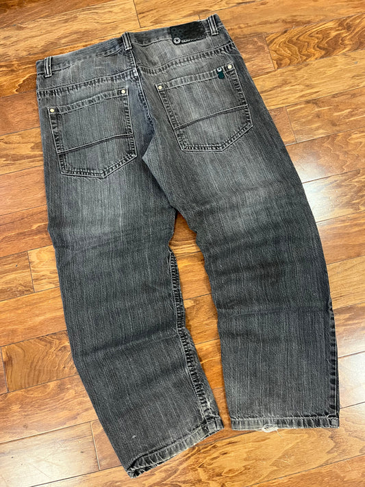 00s South Pole Black Baggy Green Tab Jeans (38)