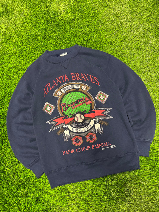 1992 Atlanta Braves Big Graphic Vintage MLB Crewneck (M)