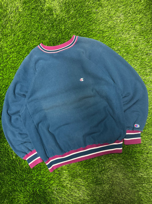 90s Champion Reverse Weave Faded Teal Vintage Crewneck (XL)