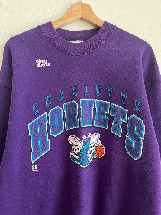 90s Charlotte Hornets Pro Player Purple Crewneck (XL)