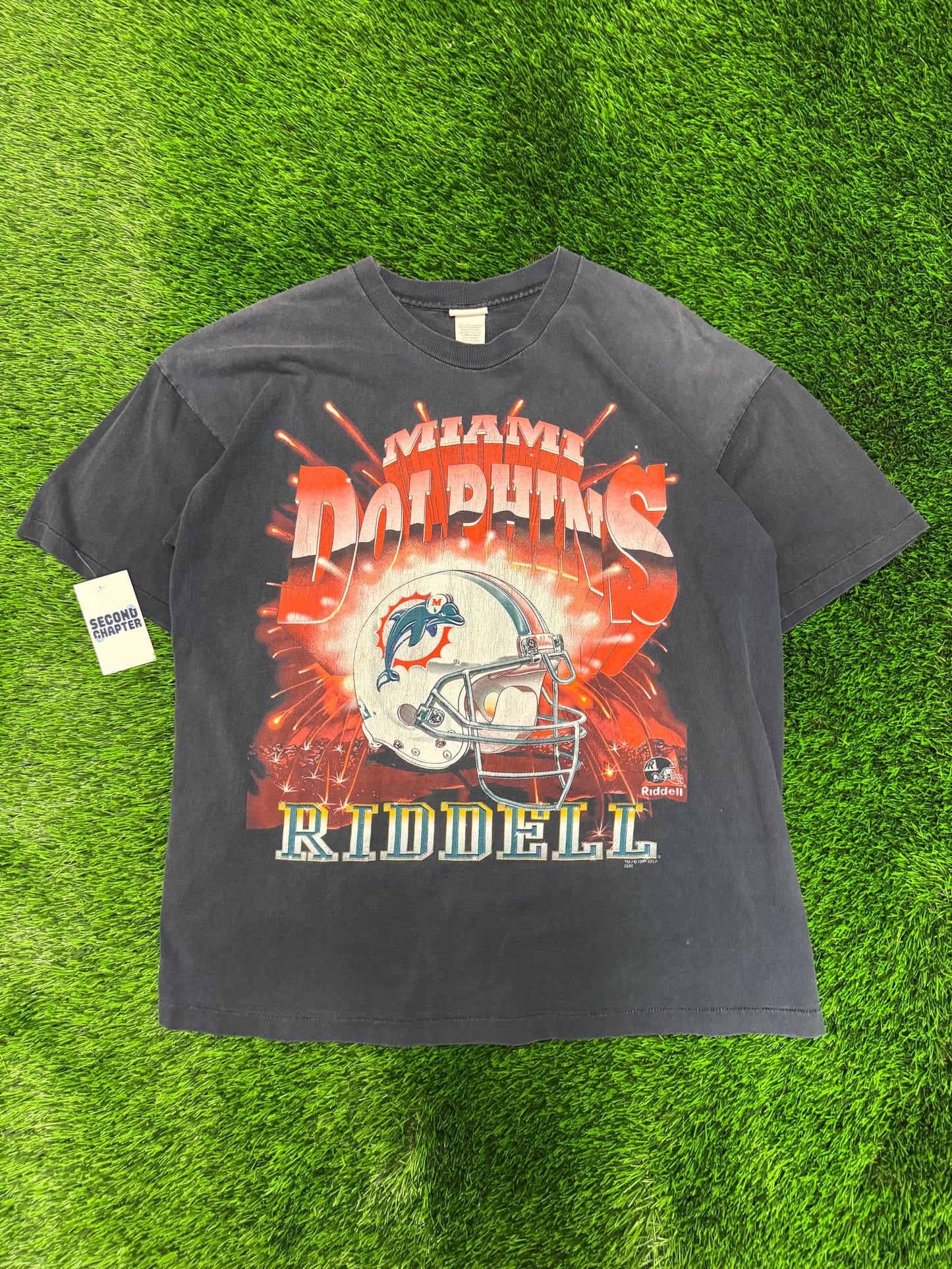 1997 Miami Dolphins Riddell NFL Helmet Faded Tee (XL)