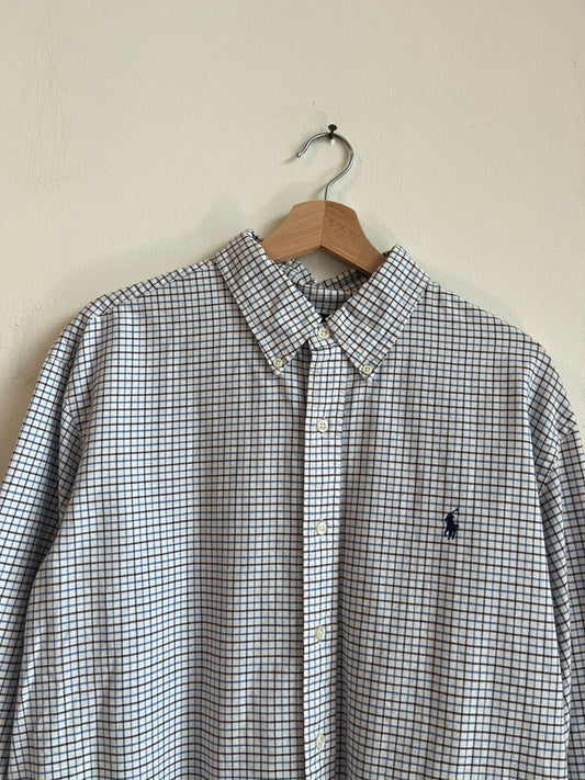 00s Polo Ralph Lauren Blue Button Down Polo Shirt (XL)