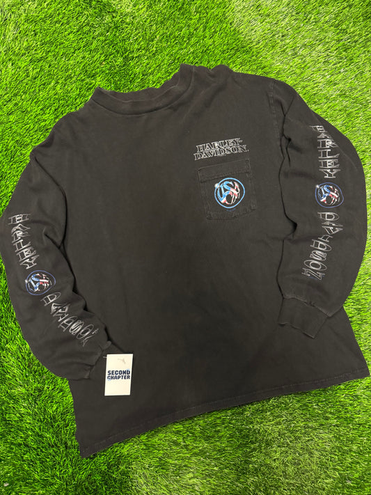 1998 Harley Davidson Aspen Valley Long Sleeve Pocket Tee (XXL)