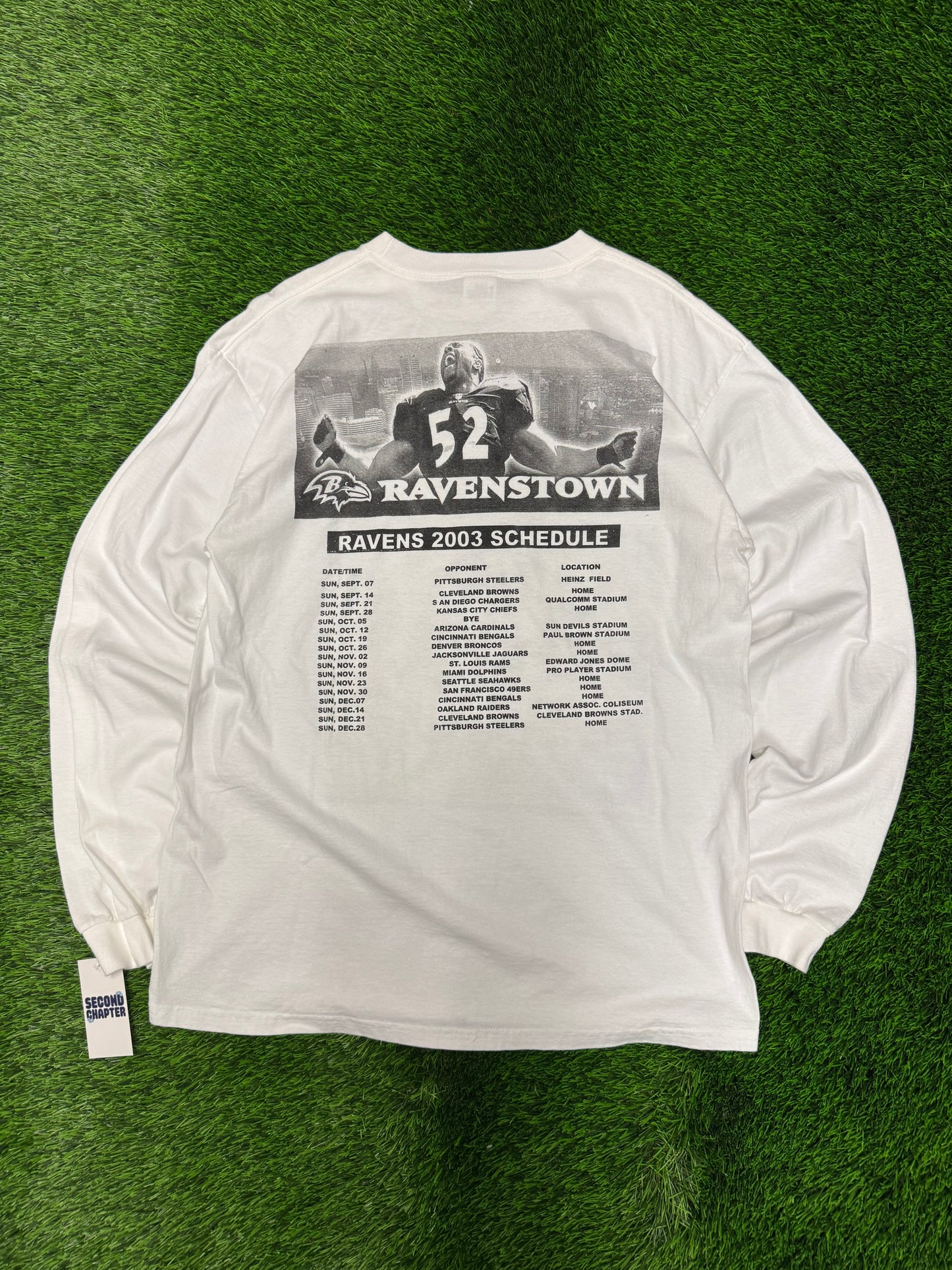 2003 Baltimore Ravens Football Schedule Long Sleeve Shirt (L)