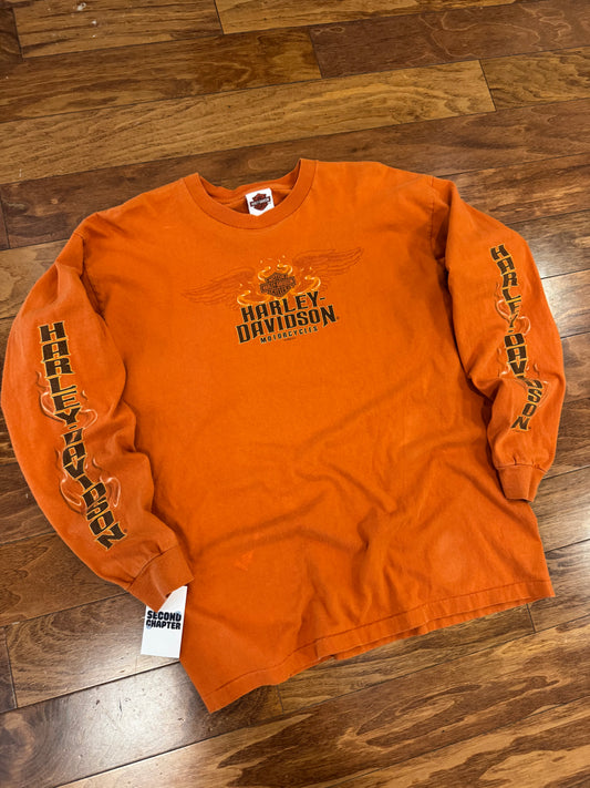 2008 Harley Davidson Orange Wilkesboro Long Sleeve Shirt (XL)