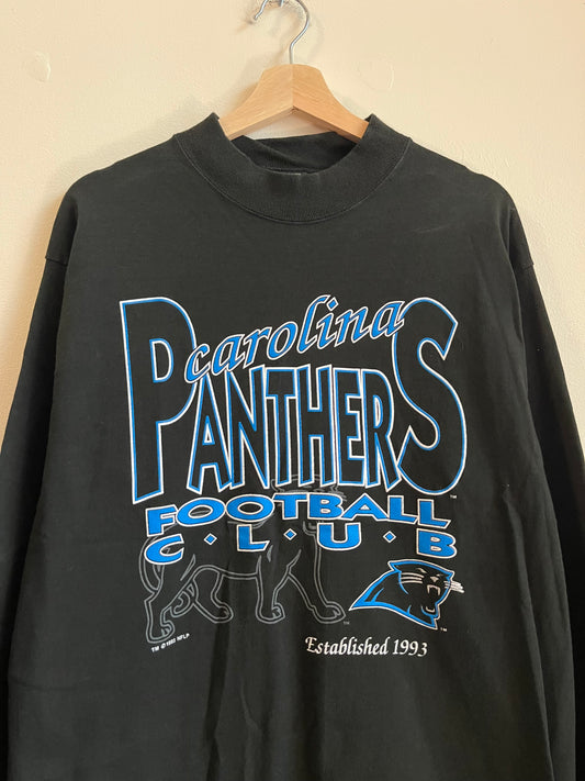 1993 Carolina Panthers Mock Neck Football Club Long Sleeve (L)