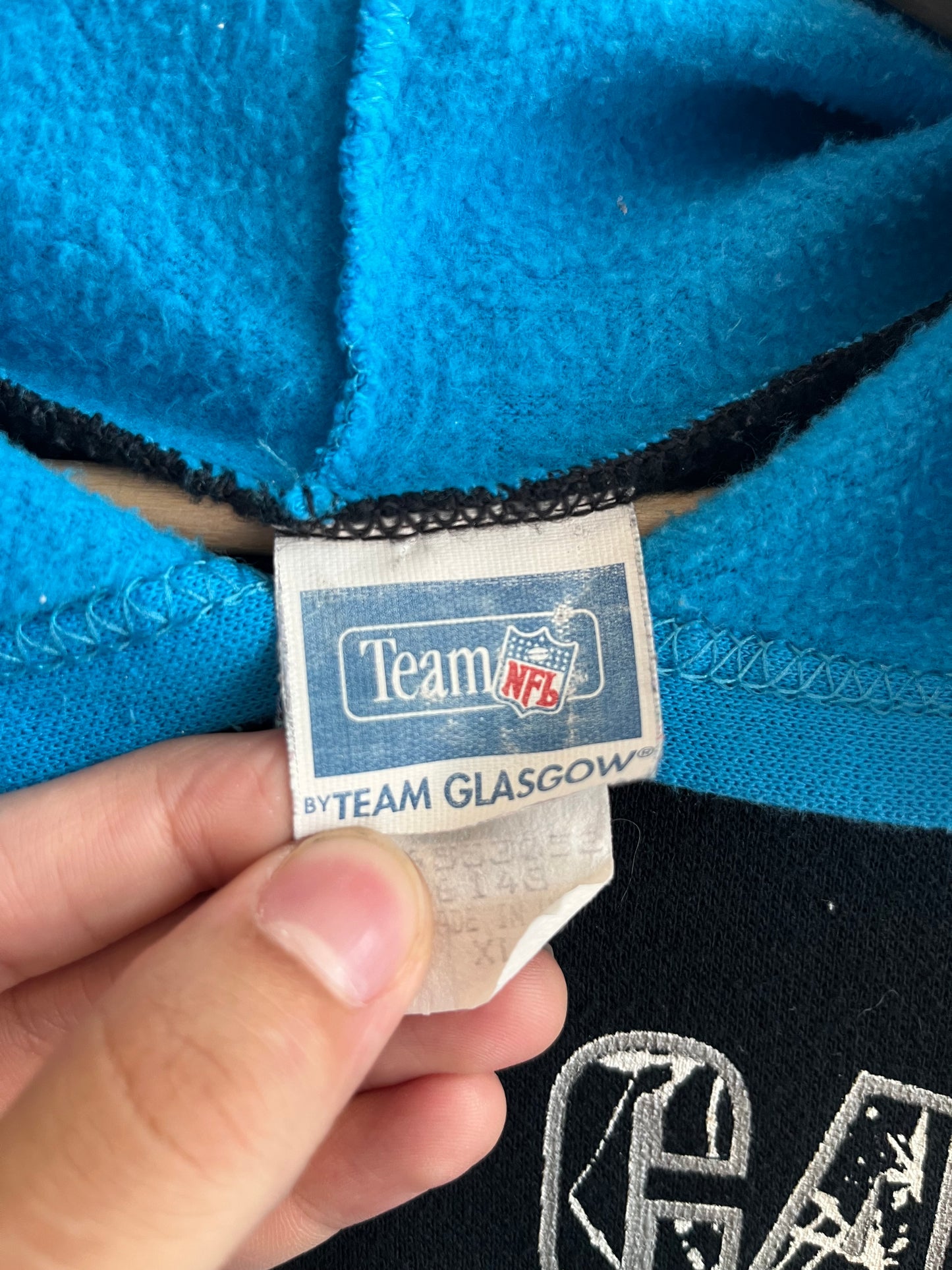 1994 Carolina Panthers Two Tone Big Spell Out Hoodie (Youth XL)