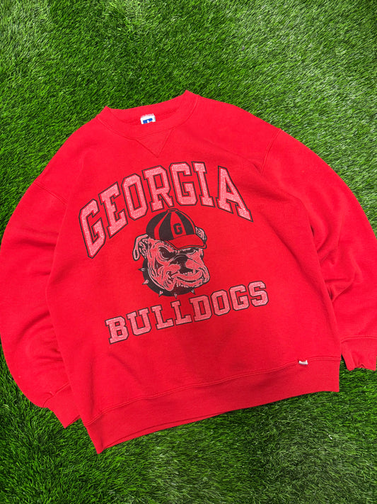90s Georgia Bulldogs Vintage Russell Spell Out Crewneck (XL)