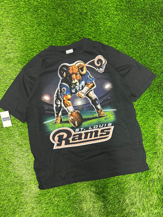 Vintage St Louis Rams Liquid Blue Center Deadstock Tee (XL)