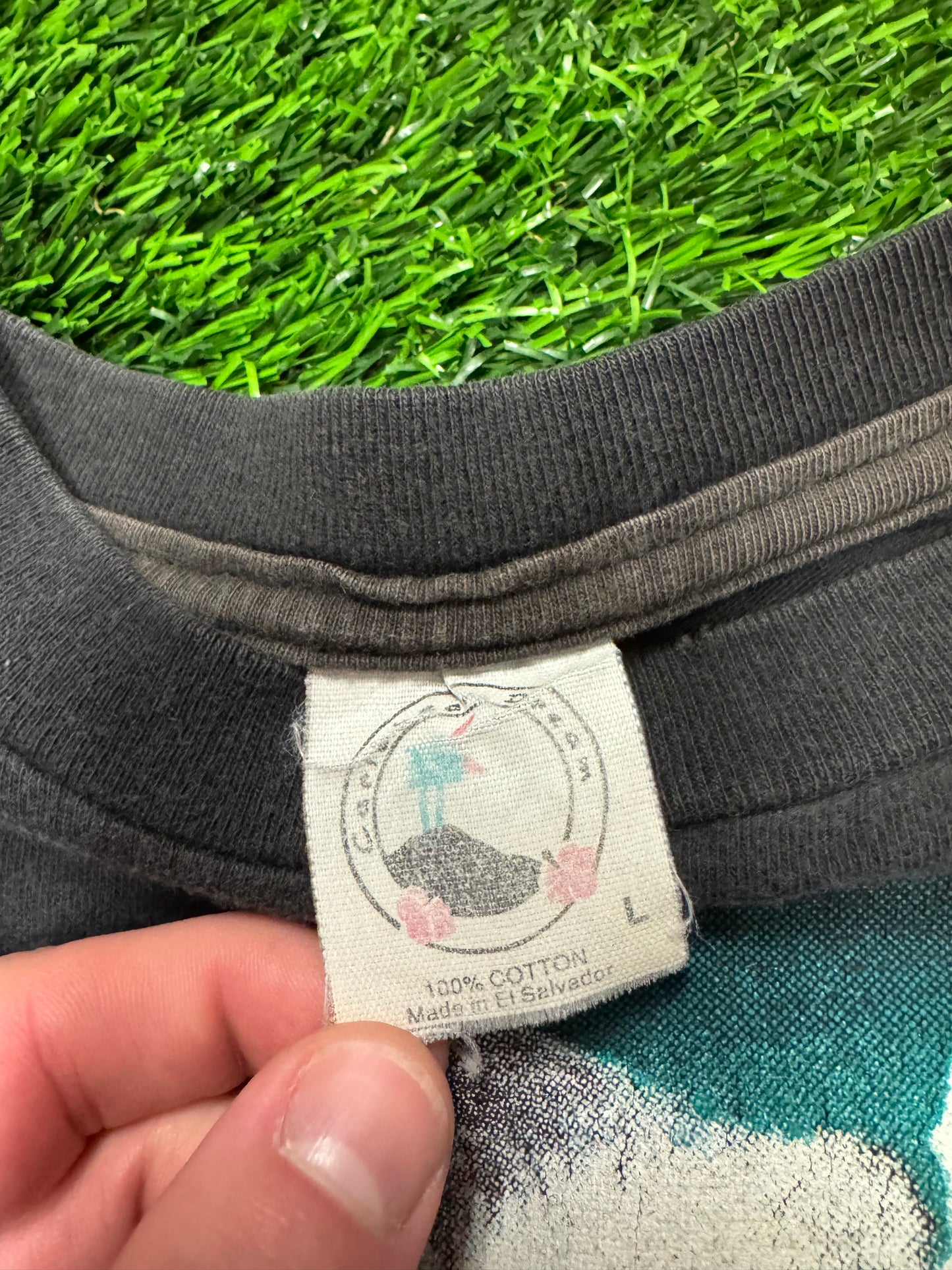 90s American Thunder "Forever Free" Vintage Teal Lightning Tee (L)