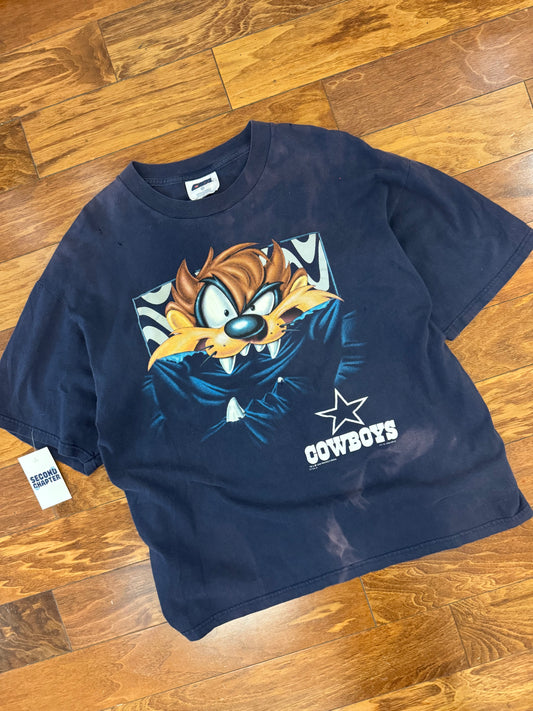 1998 Dallas Cowboys Taz Bleach Faded Tee (XL)