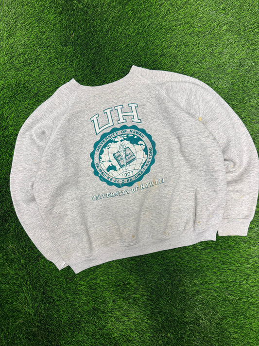 80s University of Hawaii Rainbows Paint Splatter Vintage Boxy Crewneck (XL)
