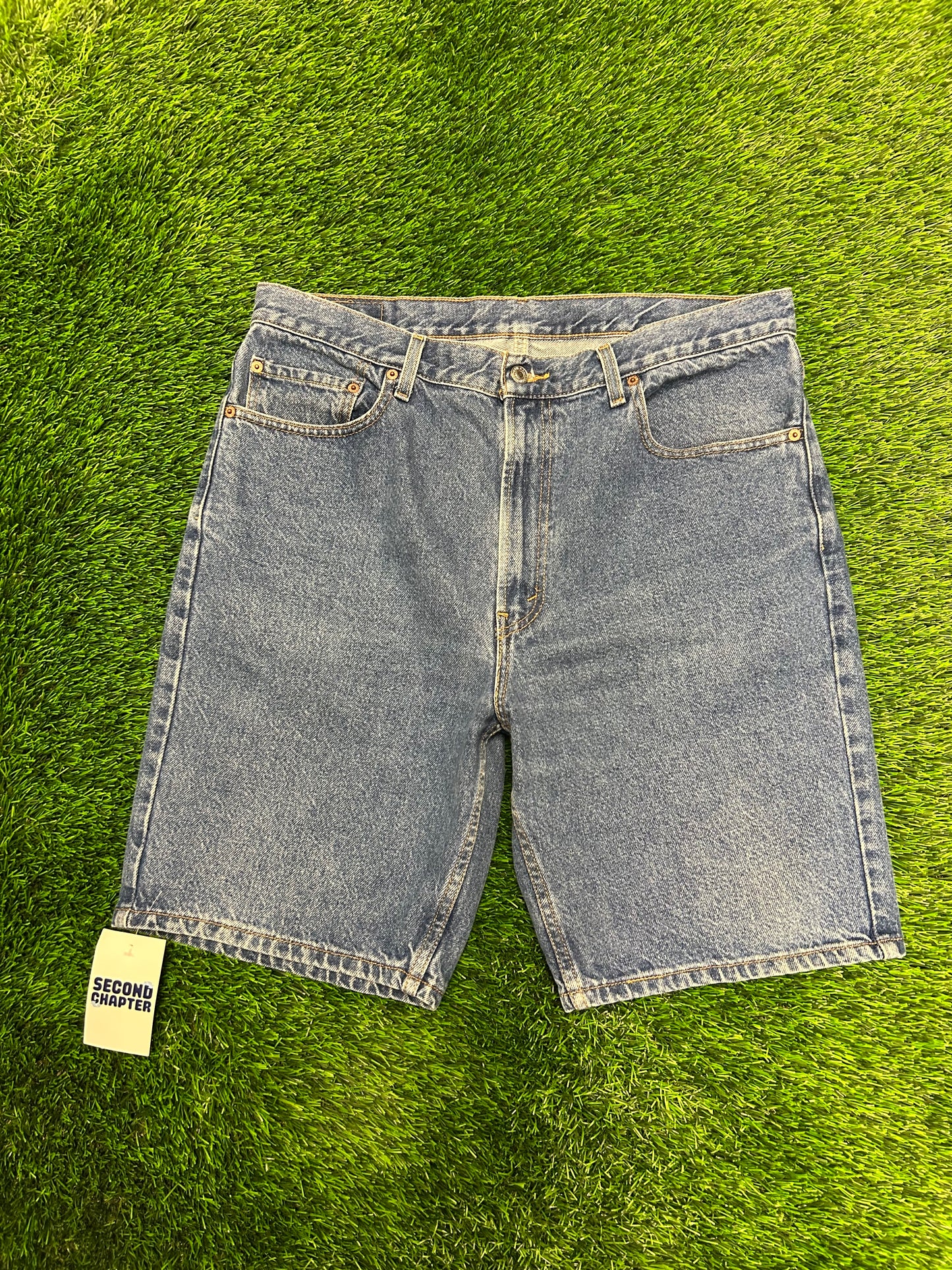 00s Vintage Levi's 505 Dark Wash Jean Shorts (36)