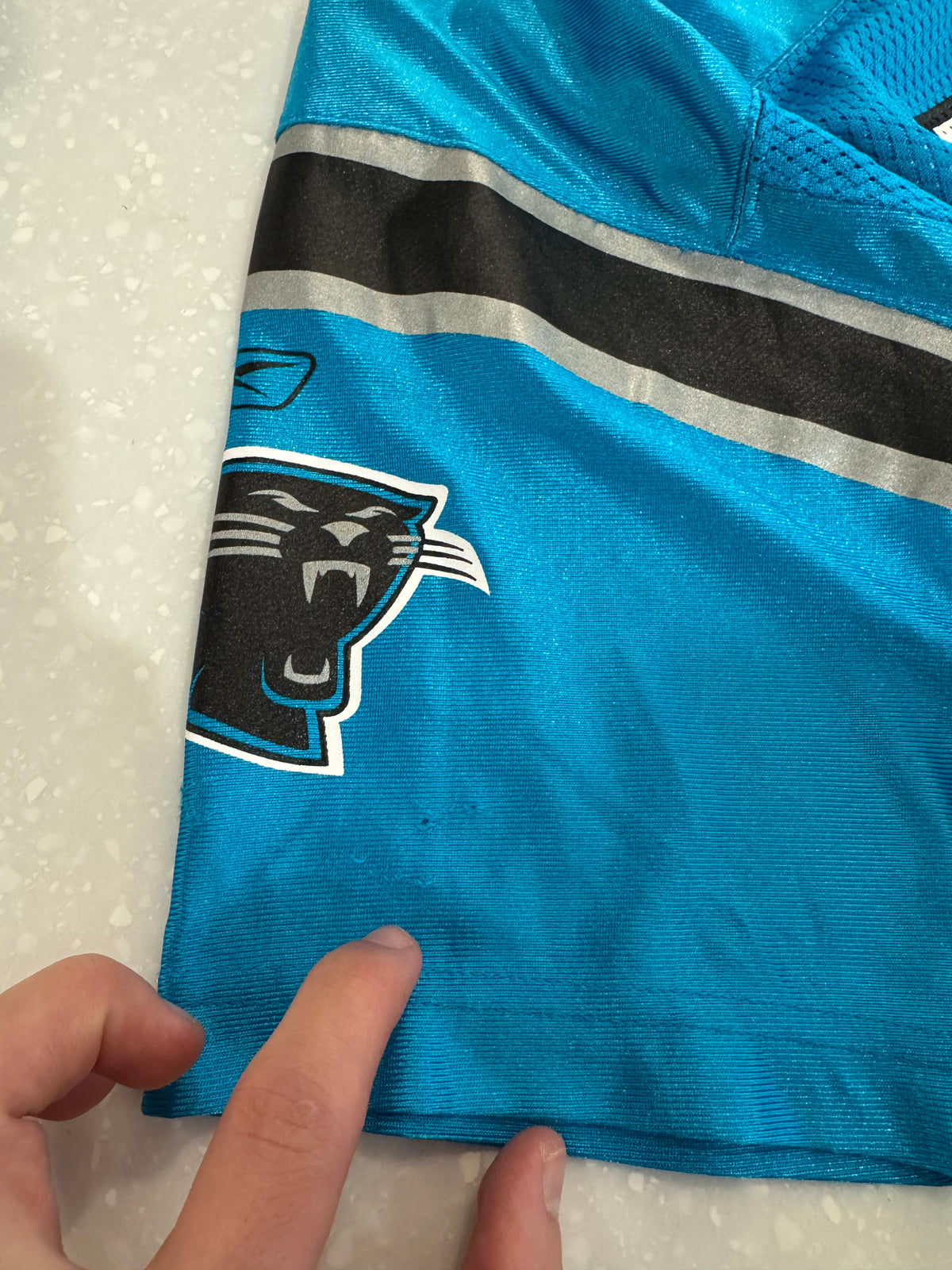 00s Carolina Panthers Brad Hoover Electric Blue Jersey (Youth XL)