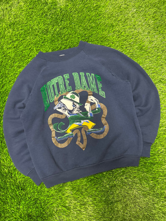 80s Notre Dame University Clover Navy Crewneck (L)