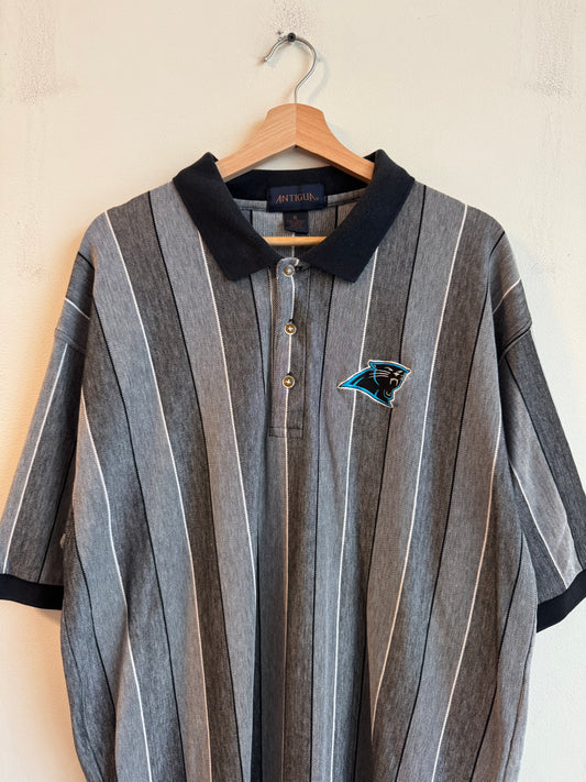 90s Carolina Panthers Antigua Grey Striped Polo (XL)