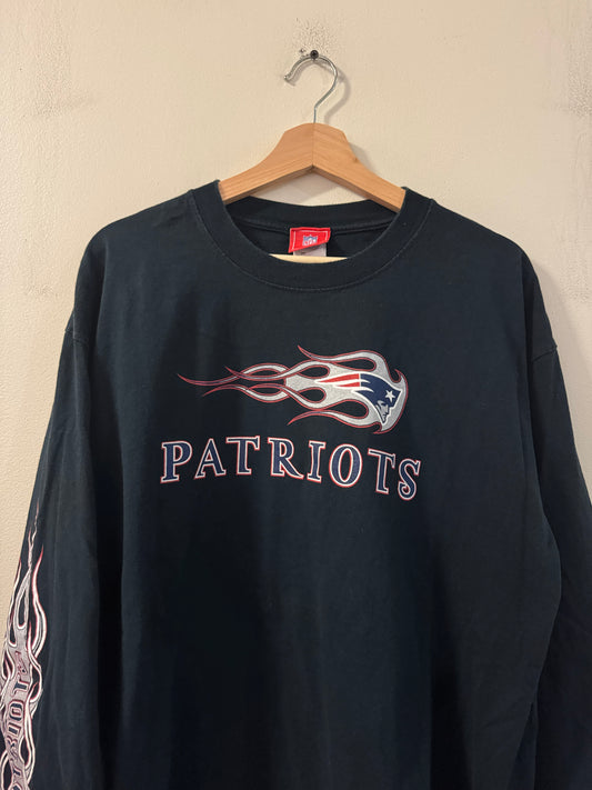 00s New England Patriots Flames Long Sleeve Shirt (XL)