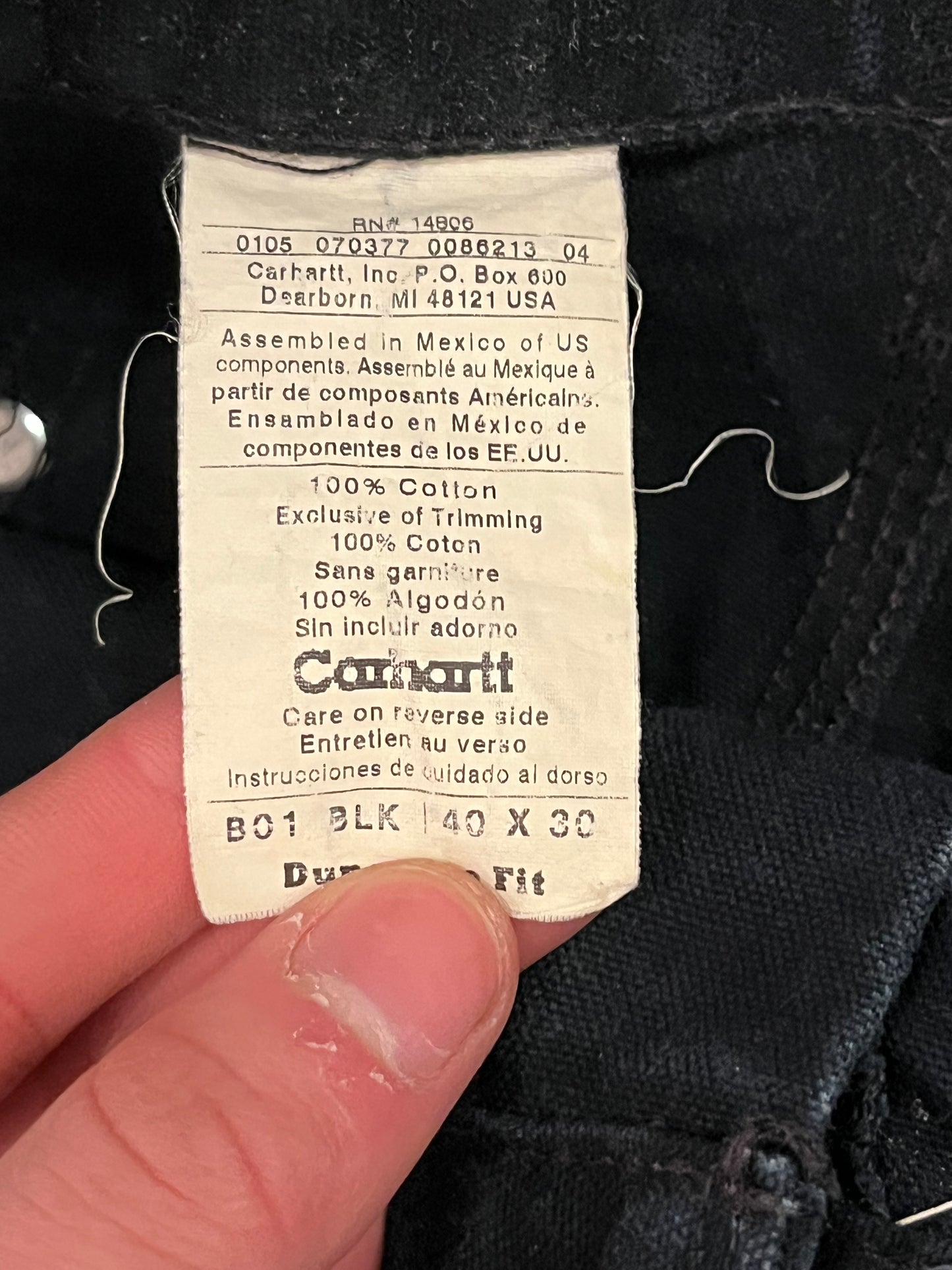 2005 Carhartt Black Double Knee Pants (40 x 30)