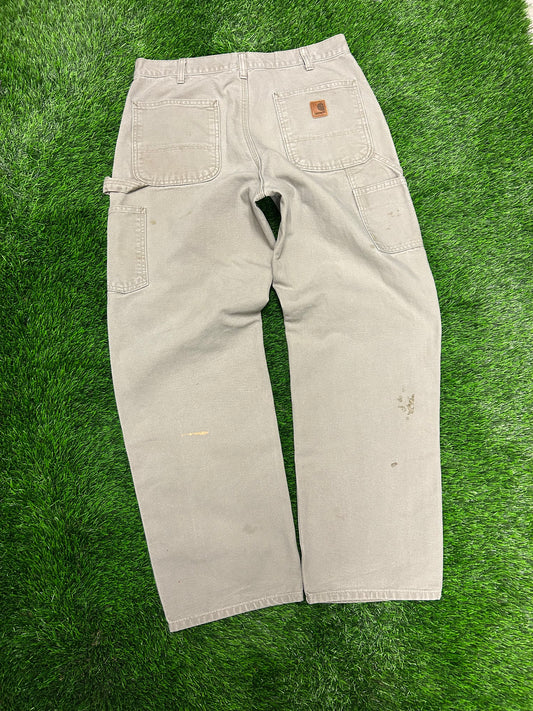 2010 Carhartt Beige Vintage Carpenter Workwear Pants (33 x 32)