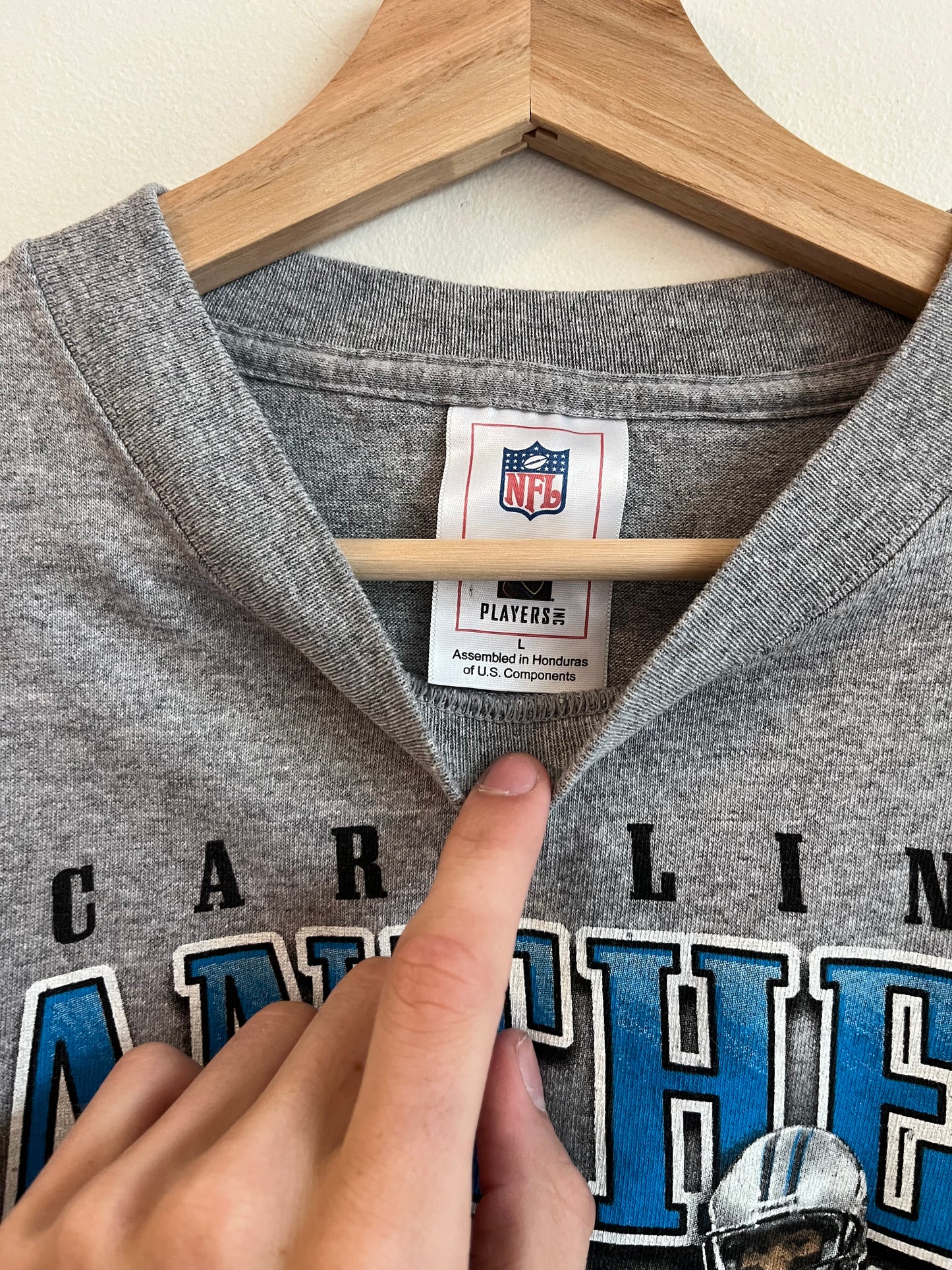 2003 Carolina Panthers Delhomme, Smith, Peppers, Davis Graphic NFC Champions Grey Tee (L)