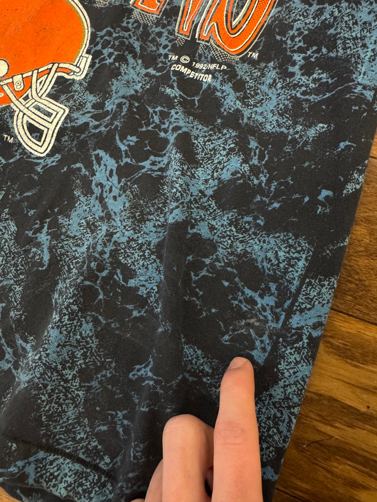 1992 Cleveland Browns Blue Acid Wash Tee (L)