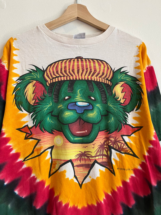 1999 Liquid Blue Grateful Dead Bear Jamaican Tie Dye Graphic Music Tee (L)