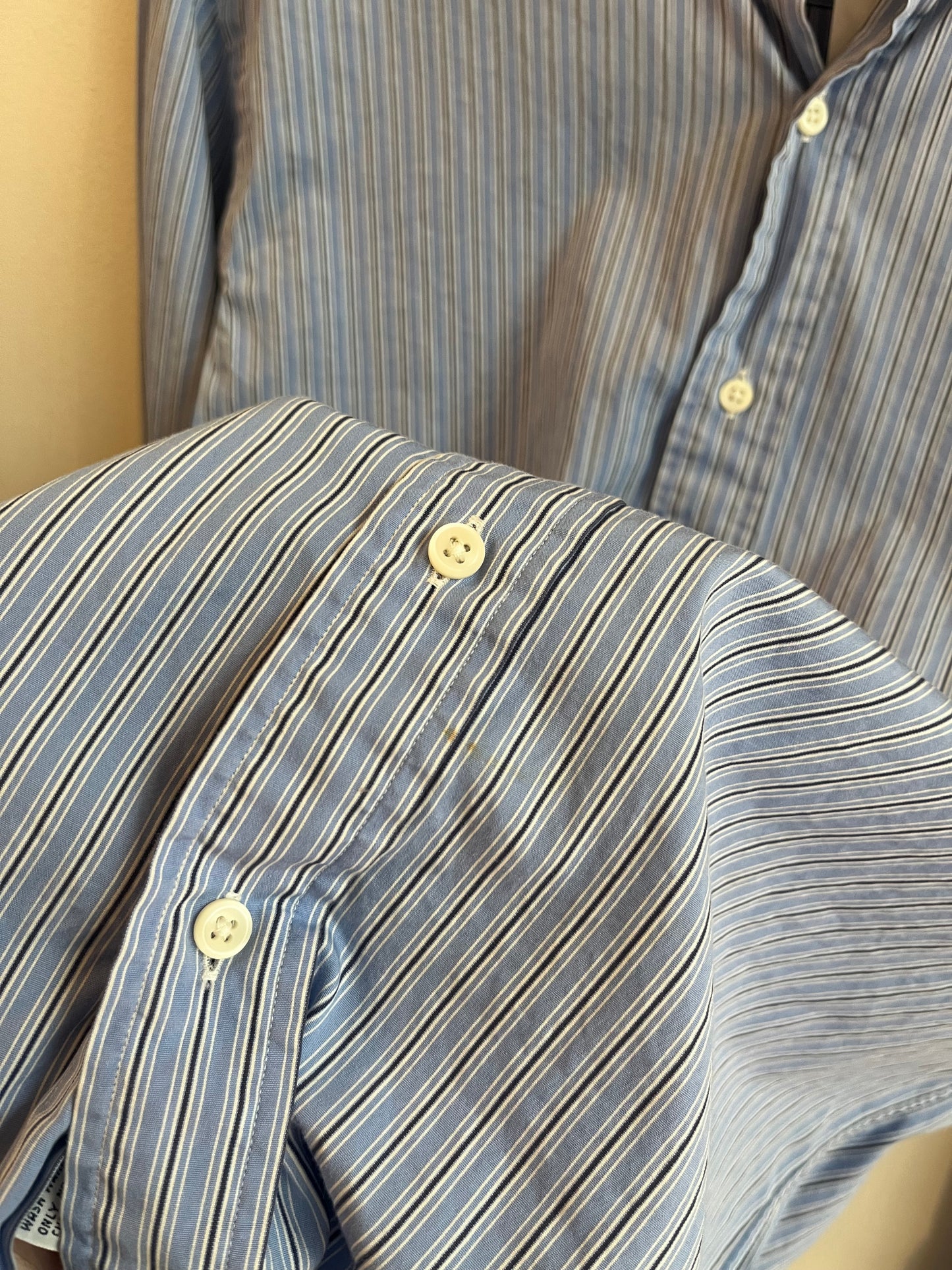 00s Polo Ralph Lauren Blue Striped Button Down Polo Shirt (L)