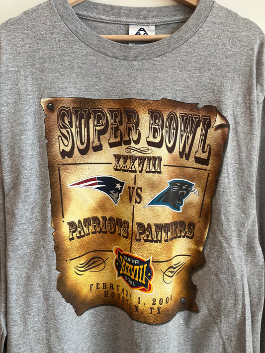 2004 Carolina Panthers vs Patriots Superbowl Long-Sleeve Shirt (L)