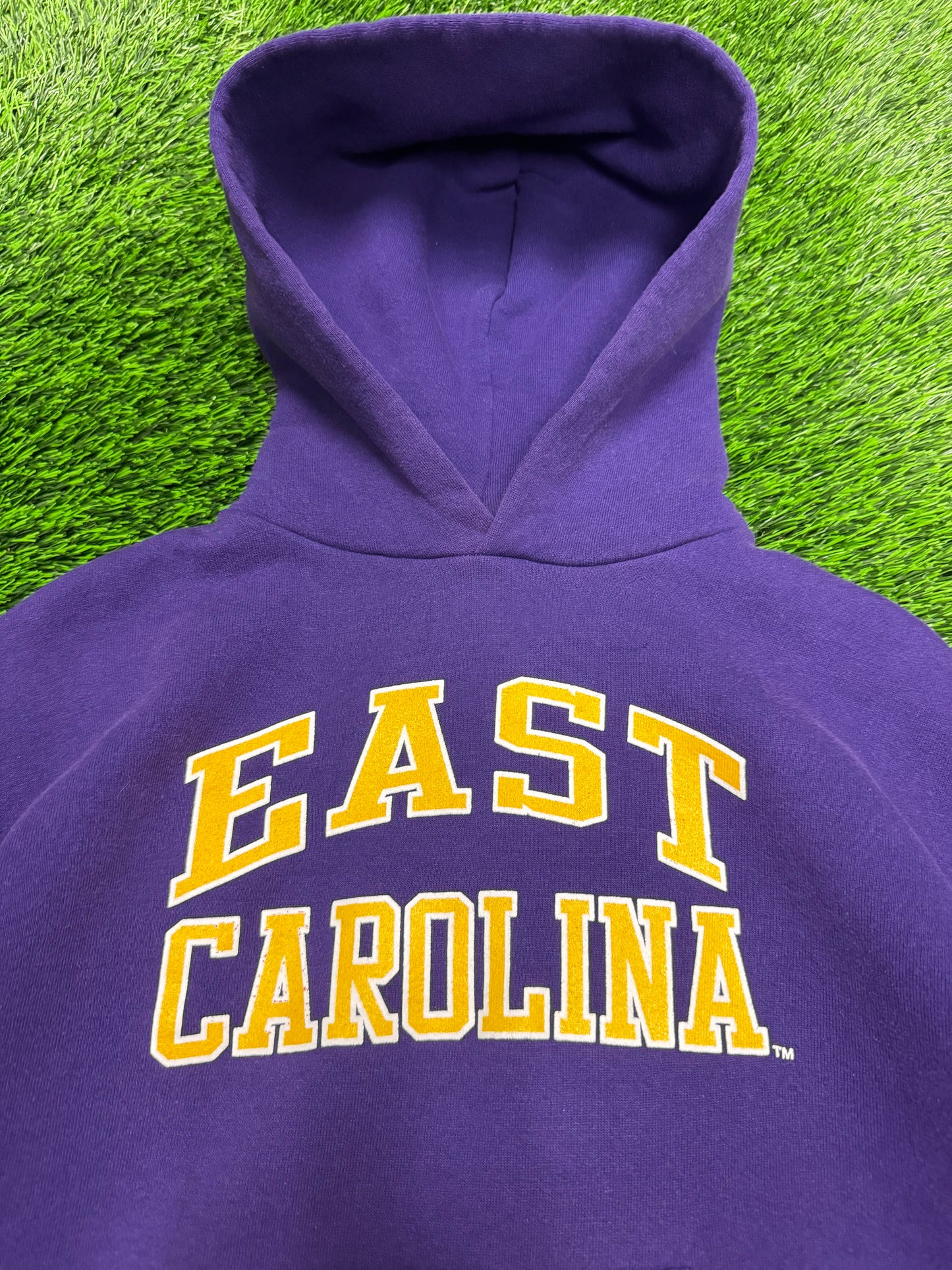 00s East Carolina (ECU) Russell Athletics Spell Out Vintage Hoodie (YL)