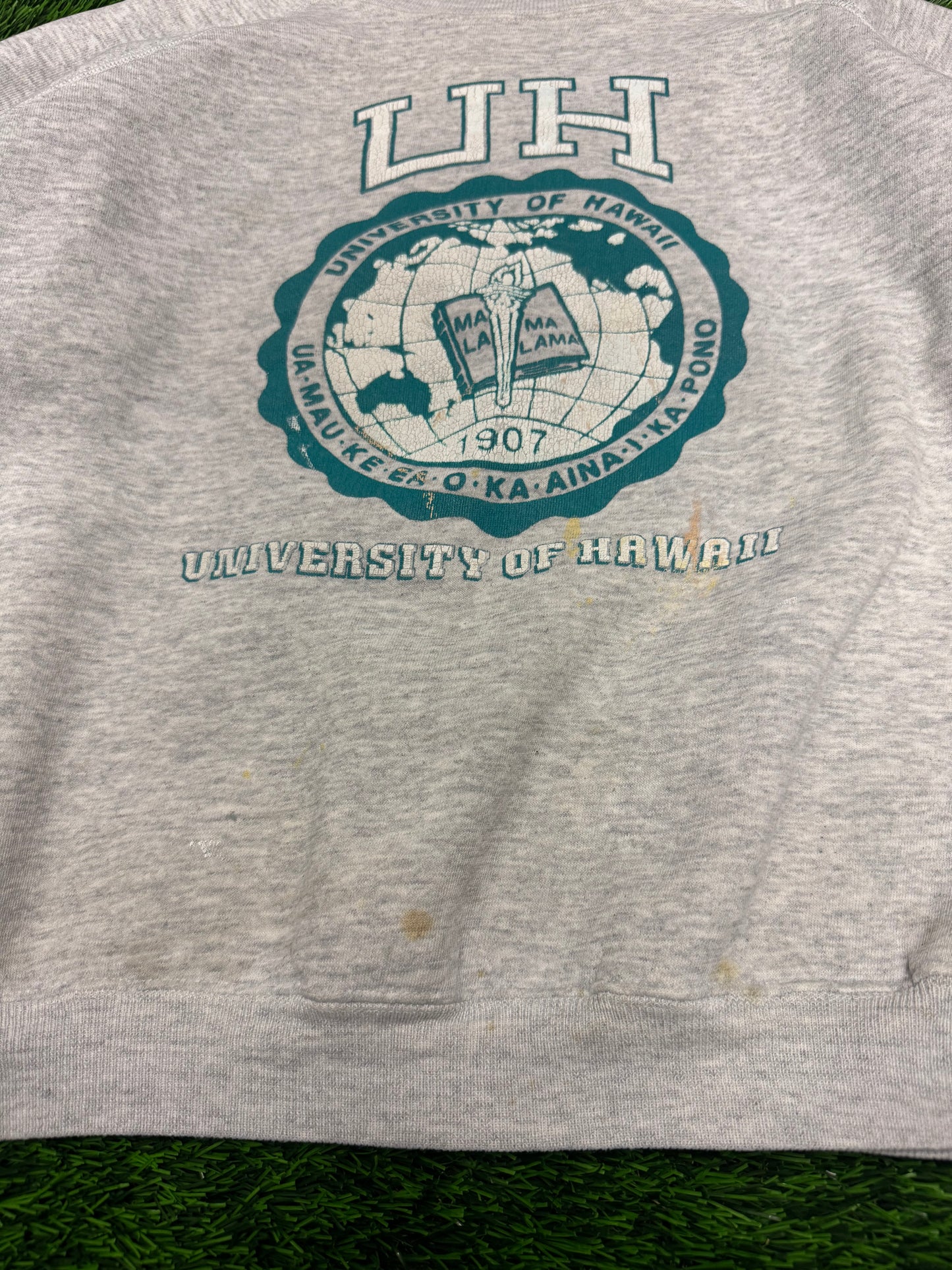 80s University of Hawaii Rainbows Paint Splatter Vintage Boxy Crewneck (XL)
