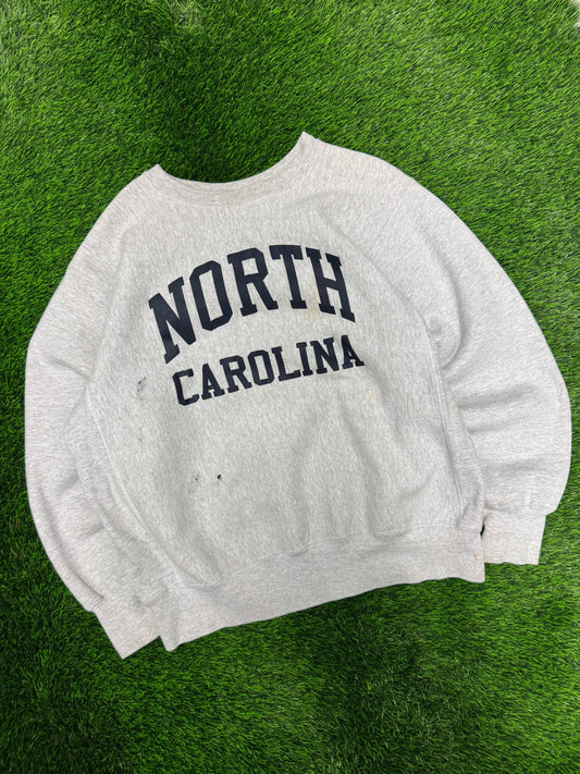 90s University of North Carolina UNC Spell Out Paint Stained Vintage Crewneck (L)