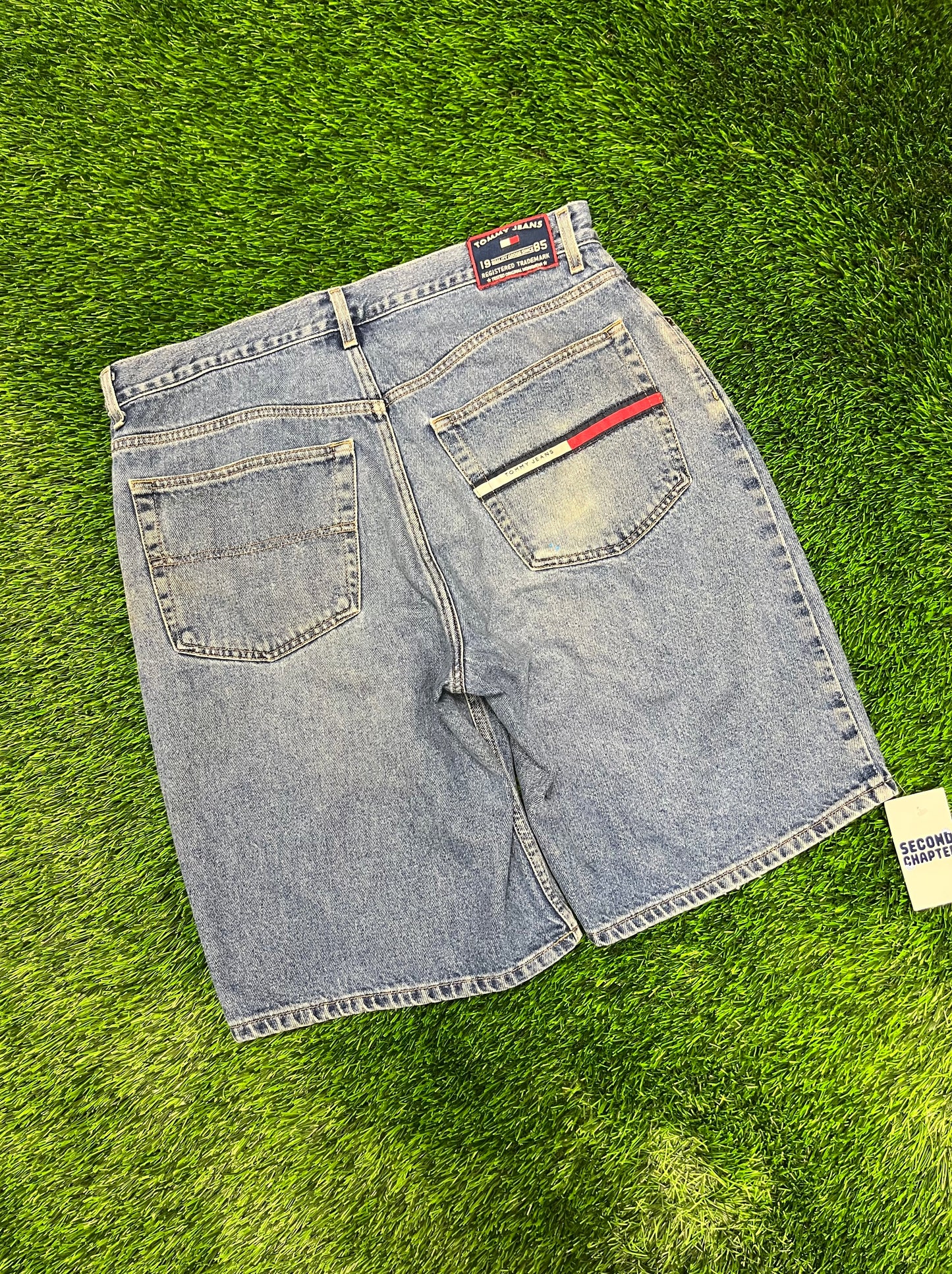 00s Tommy Jeans Baggy Embroidered Jean Shorts (36)