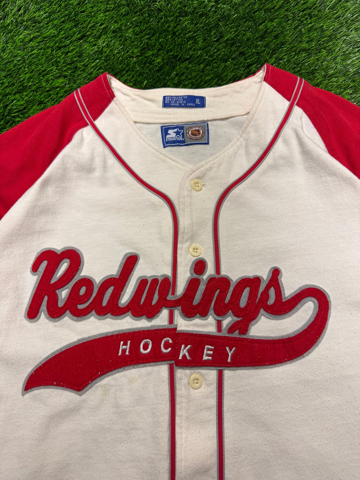 90s Starter Detroit Redwings NHL Baseball Hockey Jersey (XL)
