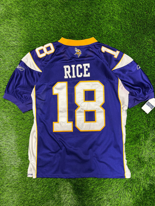 2010 Vikings Sidney Rice 50 Year Patch Stitched #18 Reebok Jersey (L)