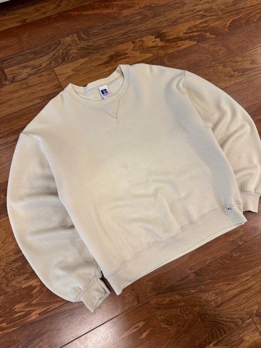 90s Russell Athletics Cream Blank Crewneck (L)