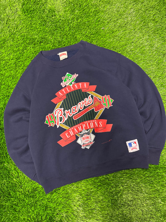1991 Atlanta Braves World Series Vintage Nutmeg MLB Crewneck (L)