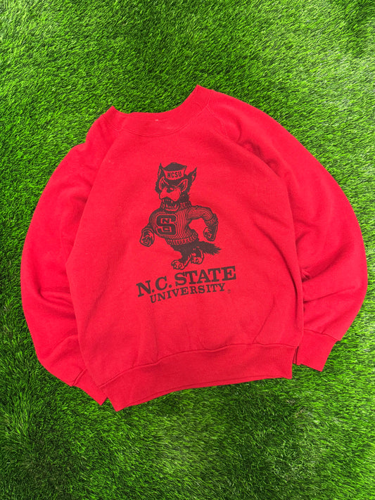 80s NC State University Wolfpack Mascot Vintage Crewneck (M)